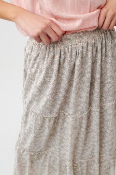 womens gray floral a line layered skirt